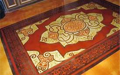 A decorative heated concrete floor. Radiant heated decorative concrete floor.